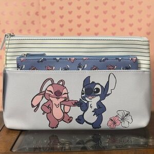 Disney Stitch and Angel Cosmetic Makeup Bag Set of 2